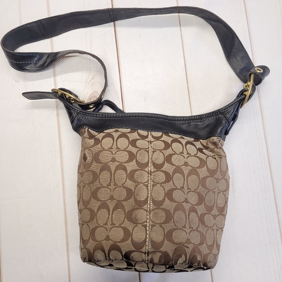 Coach signature duffle bleeker large hobo bag crossbody leather canvas